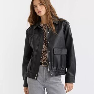 LOFT Pebbled Faux Leather Jacket Women NWT